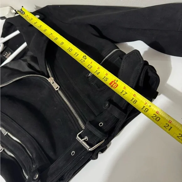 Zara faux suade Black whimsicalGoth grunge streetware punk rock Moto Jacket - Picture 6 of 7